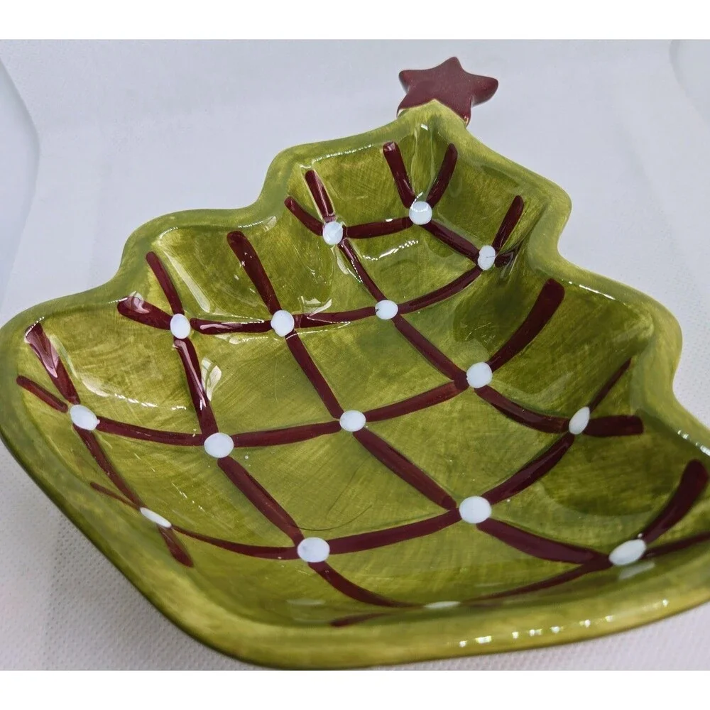 Pottery Barn Christmas Tree Candy Dishes Set of 4 Ceramic Holiday